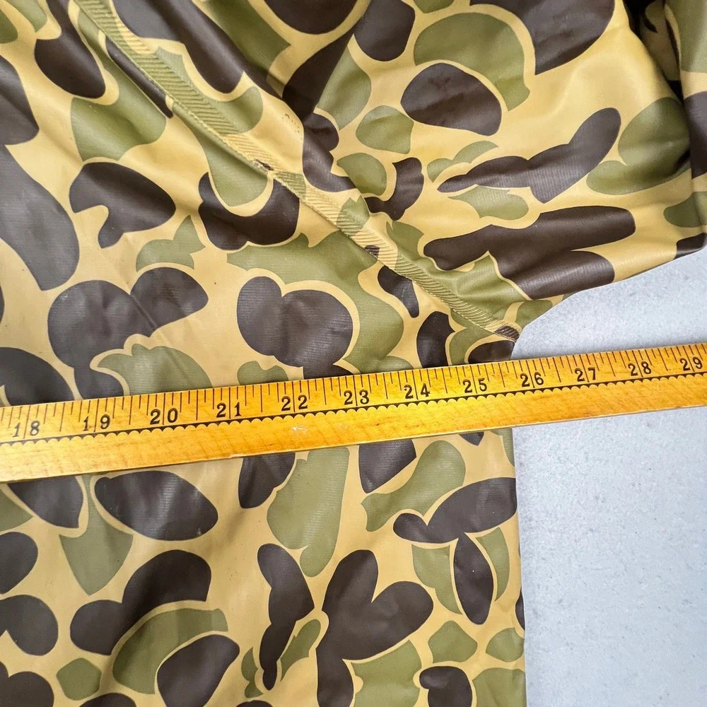 Unbranded Rain Jacket Mens XL Green Camo Duck Hunter Vintage Hooded Slicker Coat